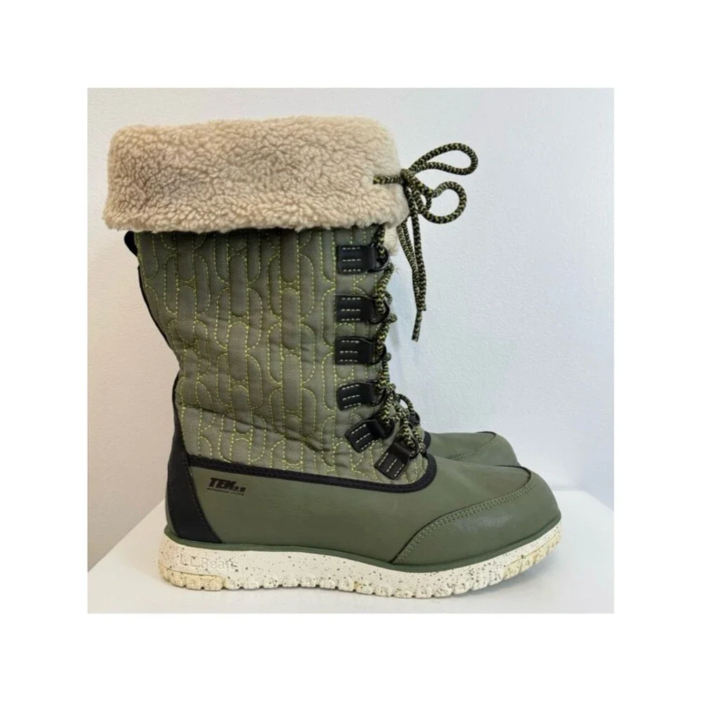 L.L. Bean Green TEK 2.5 Ultralight Pac Tall Snow Boot 200 Gram Primaloft Size 7